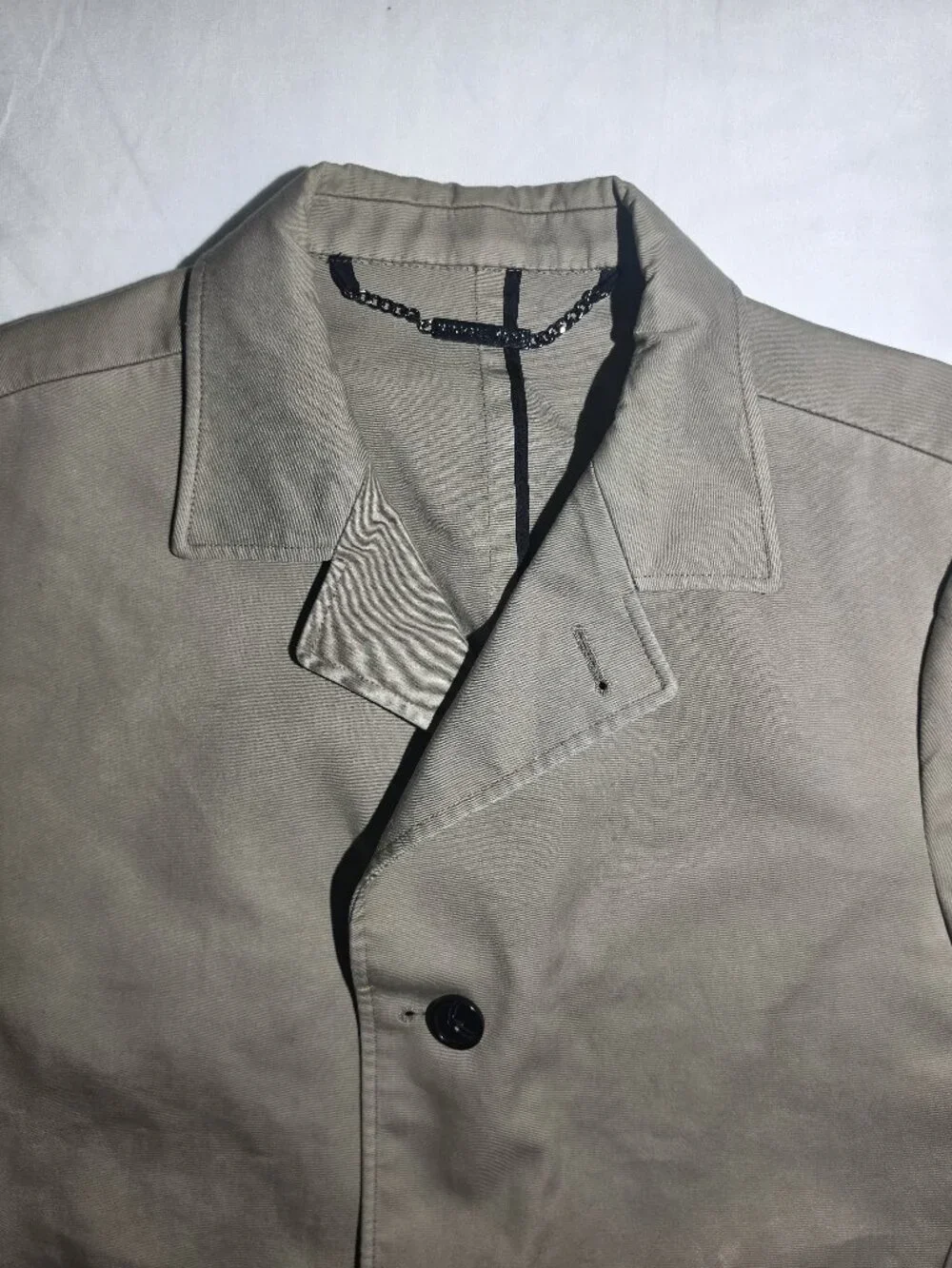 Michael Kors Trench Coat Beige Unisex Medium Weather Resistant Leather Accents